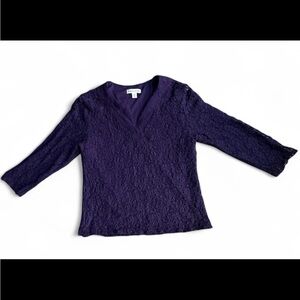 Coldwater Creek Purple Lace Embroidered Blouse Top Size Medium